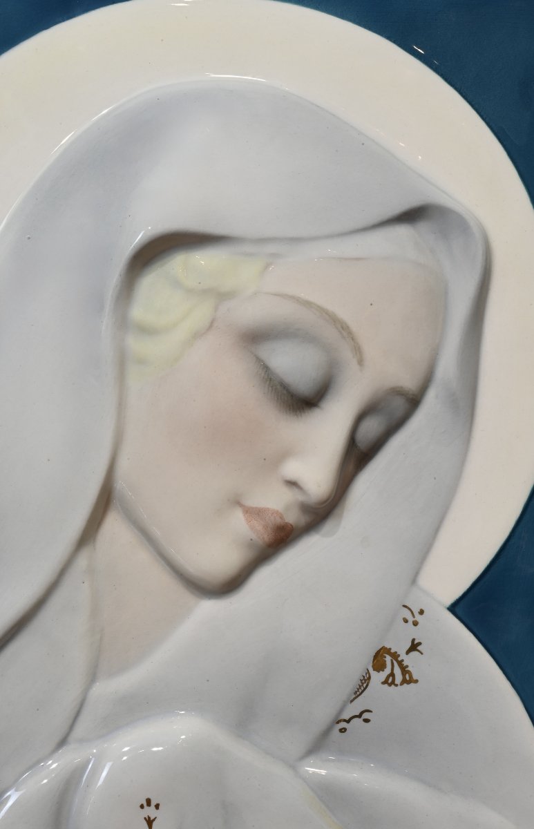 Essevi - Sandro Vacchetti - Placca Murale Raffigurante La Madonna - Italia Anni 30  -photo-2